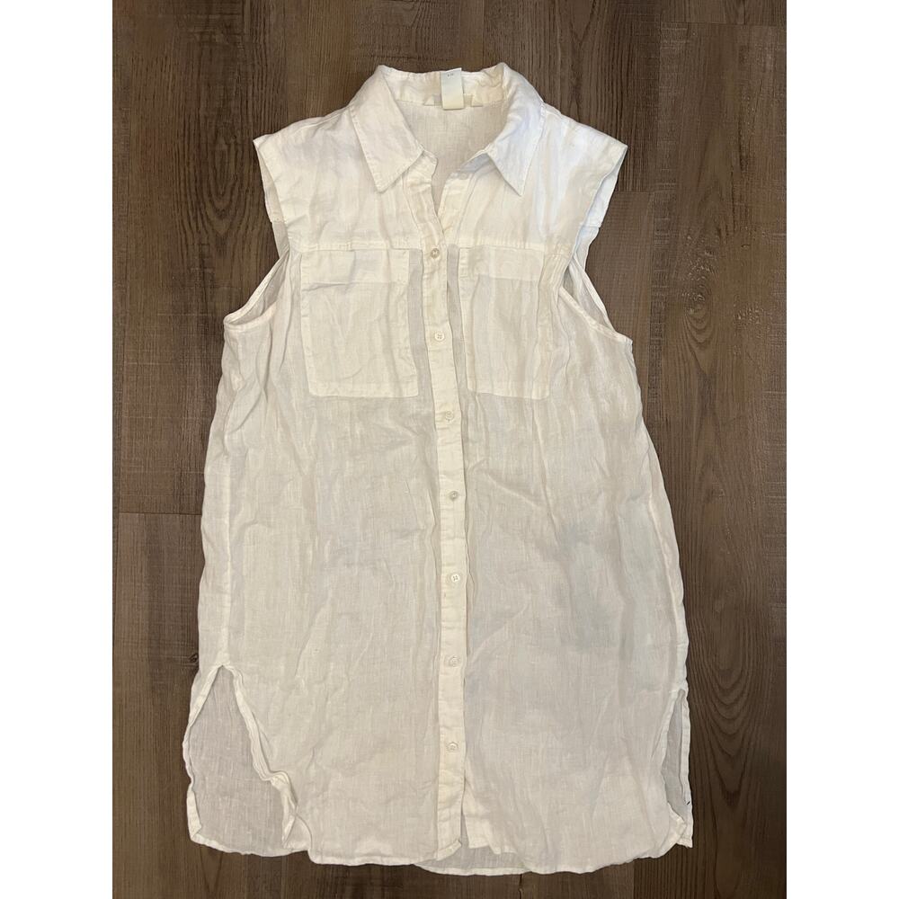 100% Linen White Sleeveless Tunic